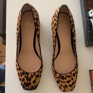 J crew cow hair leopard print 2” heel. 8.5 but can fit 9